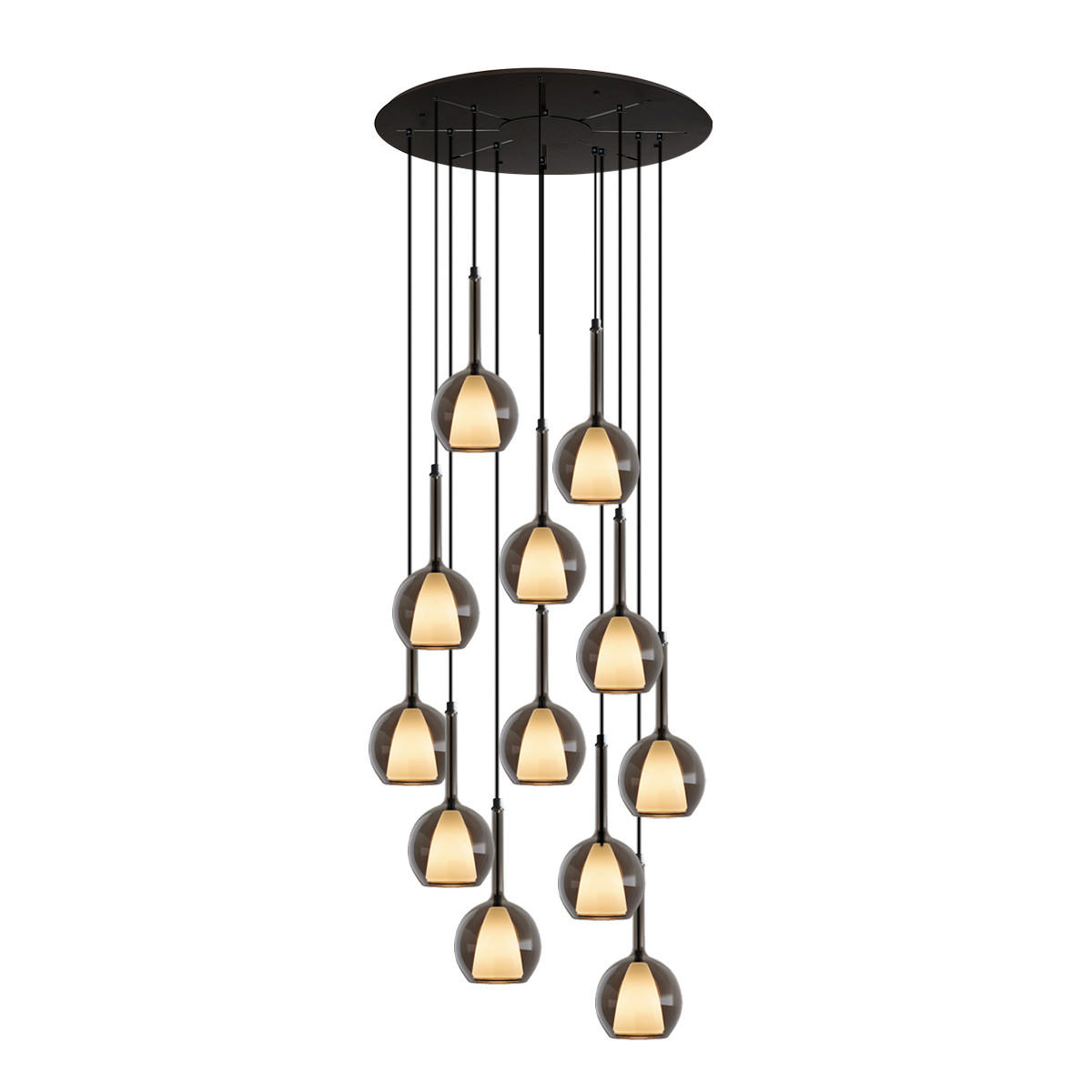 GALERIELEUCHTE Belluna 12-flammig Rauch Ø 14cm - Anthrazit, Glas (14/14/35cm) - s.luce