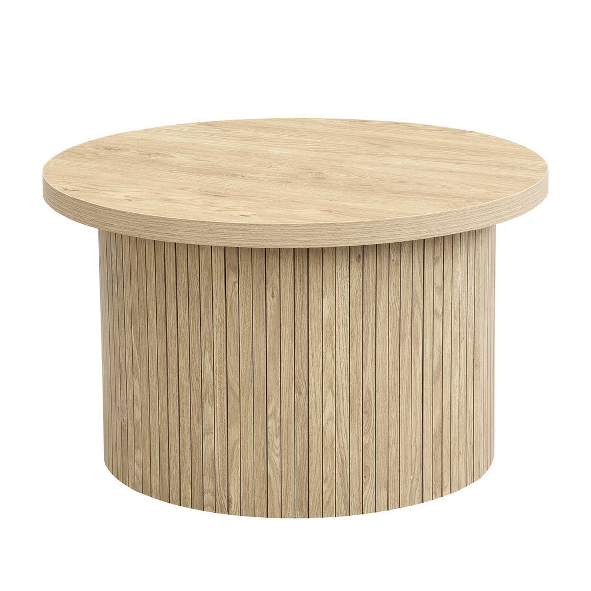 COUCHTISCH Doppel Rund Naturholzlatten Multifunktional Beistelltisch Modern - Braun, Holz (81.28/78.74/19.05cm) - FLIEKS