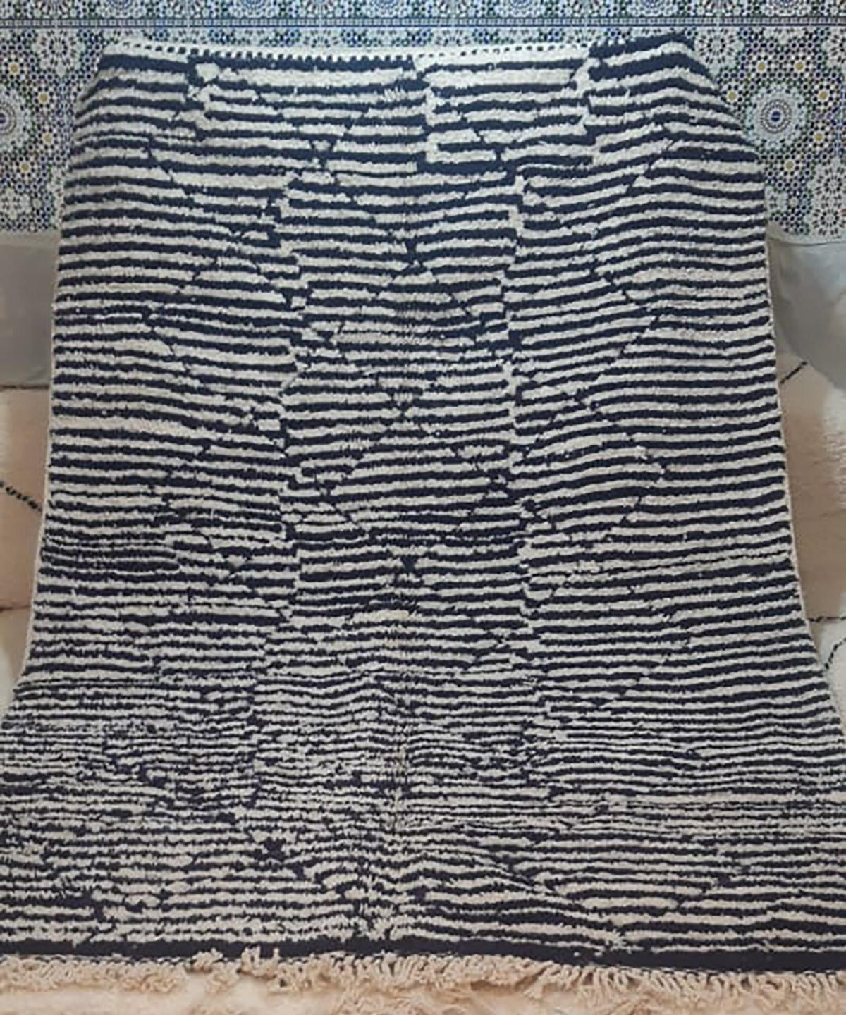 BERBERTEPPICH marokkanisch aus Bahia-Wolle blau - Blau, Naturmaterialien (250/350cm) - AFK Living