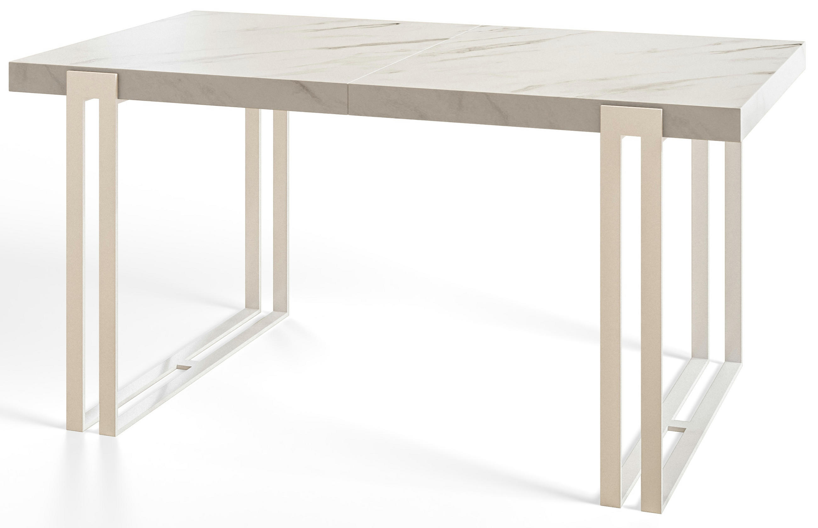 ESSZIMMERTISCH ROSA 140X80X77 cm, Farbe: MARMUR, mit Metallbeinen in Farbe Weiß - Hellgrau/Weiß, Holzwerkstoff (140/80/77cm) - Alpi-Möbel