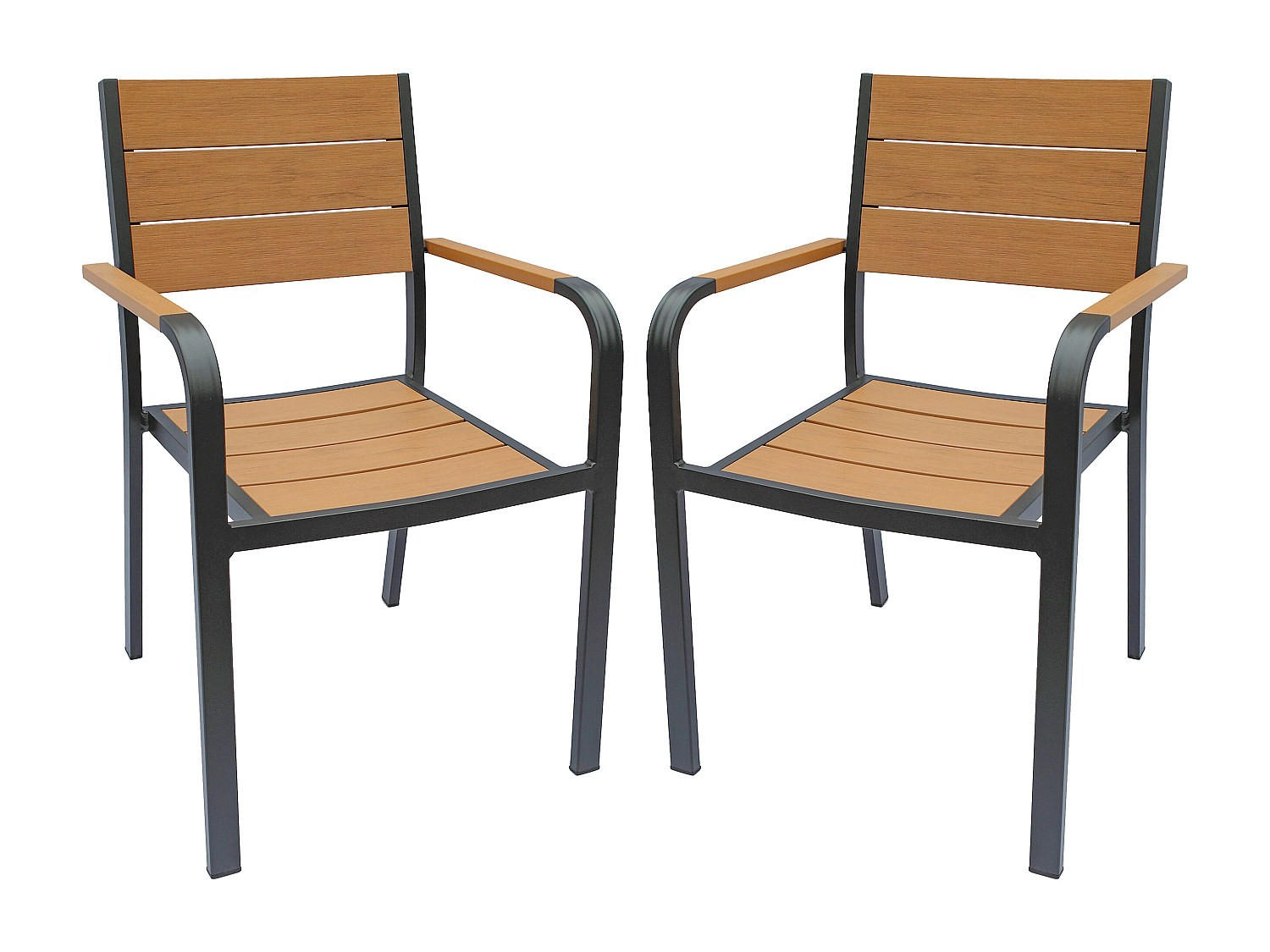 GARTENSTUHL - 56cm x 60cm - Aluminium - anthrazitgrau, naturfarben hell - NYROS - Anthrazit, Metall (56/85/60cm) - Vente-Unique