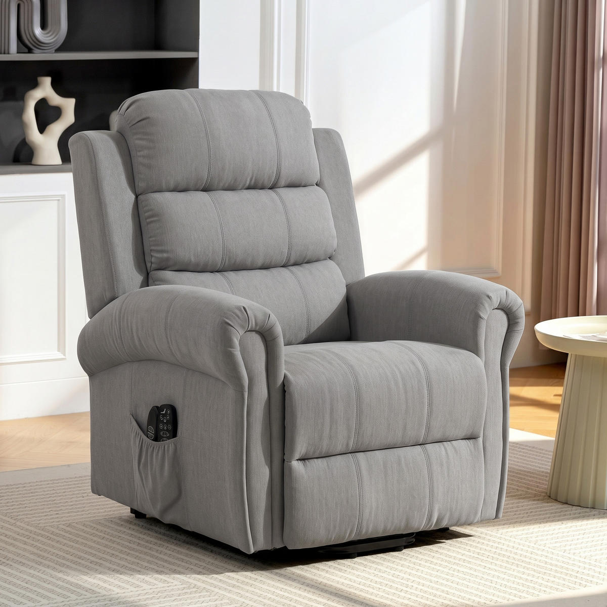 RELAXSESSEL Polyester Hellgrau - Beige/Hellgrau, Textil/Metall (87/108/87.5cm) - HOMCOM