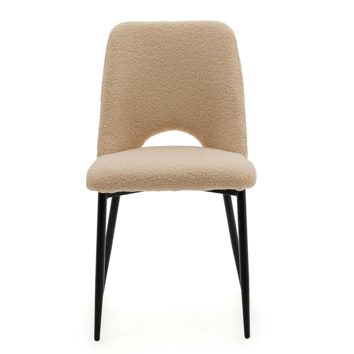 STUHL ORO gepolsterter mit Steppung - beige - Boucle - Beige/Schwarz, Textil/Metall (47/91/55cm) - NEW HOME