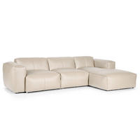 3-SITZER ECKSOFA mit Longchair - Hellgrau/Schwarz, Leder/Kunststoff (284/173cm) - home24