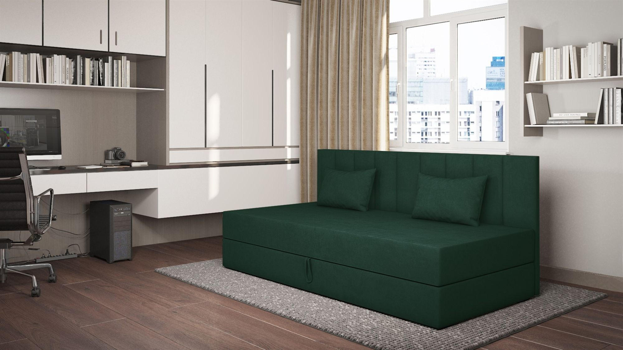 SOFA Margot In Opera - Dunkelgrün, Holzwerkstoff/Textil (200/90/97cm) - Fun Möbel