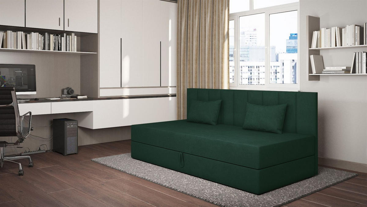 SOFA Margot In Opera - Dunkelgrün, Holzwerkstoff/Textil (200/90/97cm) - Fun Möbel