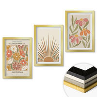 WANDBILDER 3er Set - 20x30 cm Goldrahmen - Pastellfarbene Sonnenblumen - Goldfarben, Kunststoff (20/30cm) - ArtPrintCave