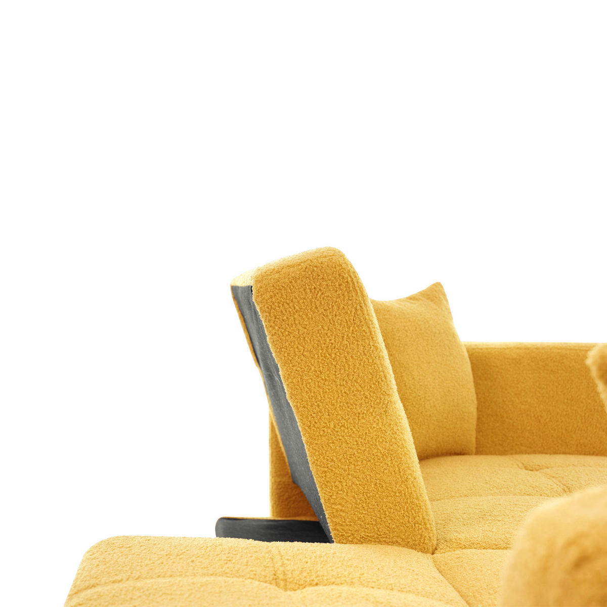 SCHLAFSOFA mit Bettfunktion, Kissen und goldfarbenen Beinen - Gelb, Kunststoff (175/72/64cm)