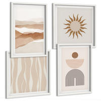 BILDER SET 4er Set - 50x50 cm & 40x60 cm Weißer Rahmen - Abstrakte Landschafts- und Naturgeometrie - Weiß, Kunststoff (50/50cm) - TULUP