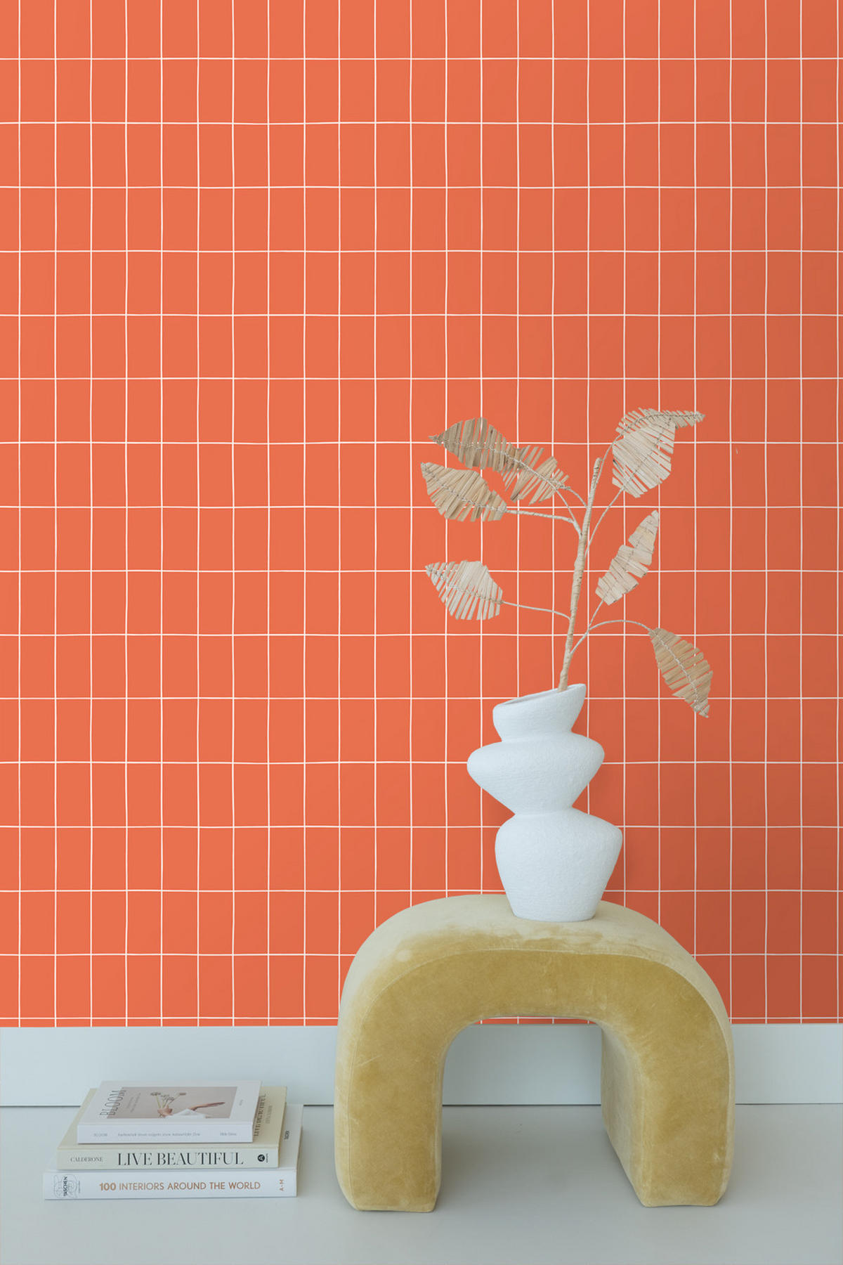 TAPETE kleine Fliesen 50 x 900 cm - Orange, Papier (50/900cm) - ESTAhome