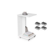 BEISTELLTISCH Rechteckig mit Ablage und Rollen - Weiß, Holzwerkstoff (40/40/66cm) - designimpex