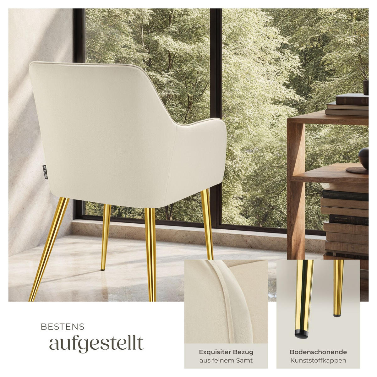 ARMLEHNSTUHL Avane ,55 x 63,5 x 86,5 cm,beige - Beige, Textil (55/86.5/63.5cm) - tectake