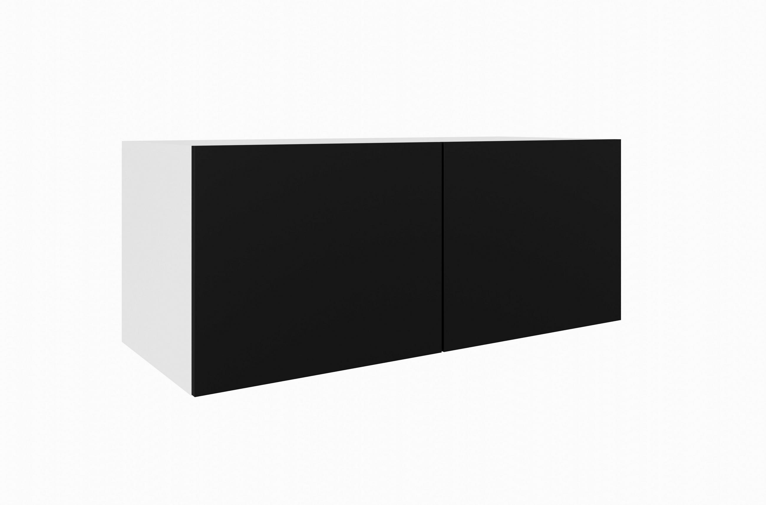 Meblini Tv-Schrank Weiß, Schwarz 100x115x40 cm