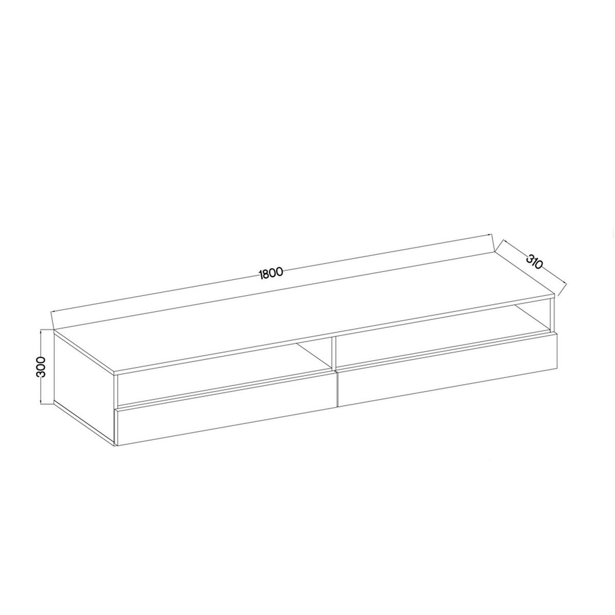 TV-LOWBOARD Rednaw Weiß Matt/Grau Hochglanz mit LED, 180/30/31 cm - Weiß/Grau, Holzwerkstoff (180/30/31cm) - Selsey