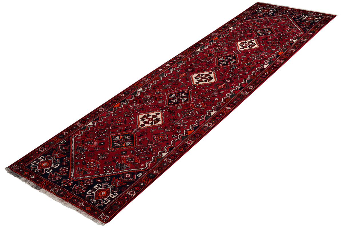 LÄUFER Orient handgeknüpft Gashgai Rot 301/82 cm Schurwolle - Rot, Textil (82/301cm) - Looma