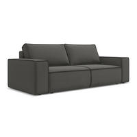 3-SITZER SOFA mit Schlaffunktion Samt Stoff Grau - Dunkelgrau/Schwarz, Kunststoff/Textil (255/85/105cm) - LaMiaSofa