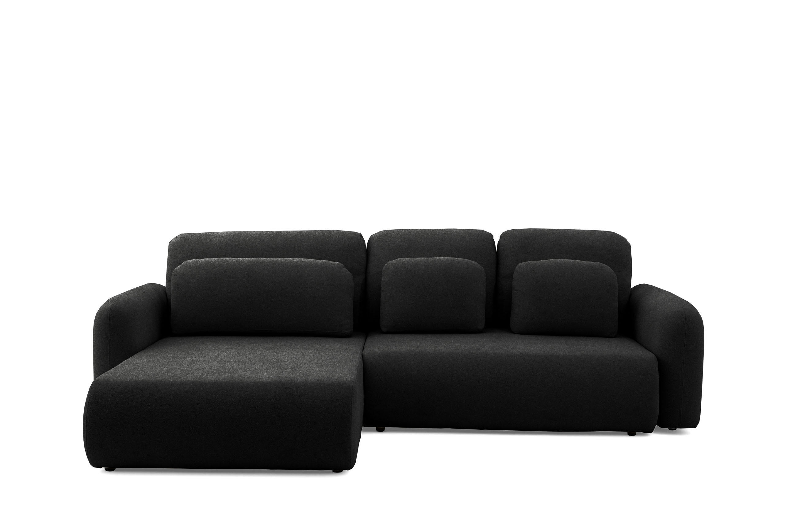 ECKSOFA NEST Universal mit Liegeflache 157x240 cm - Schwarz, Holz/Textil (280/187cm) - Muffo