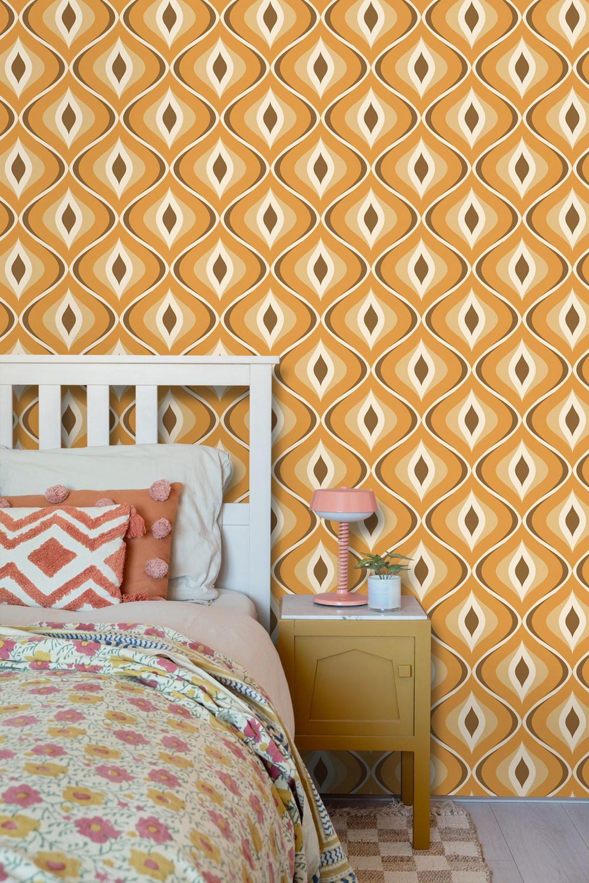 TAPETE Retro-Ornamente 50 x 900 cm - Orange, Papier (50/900cm) - ESTAhome