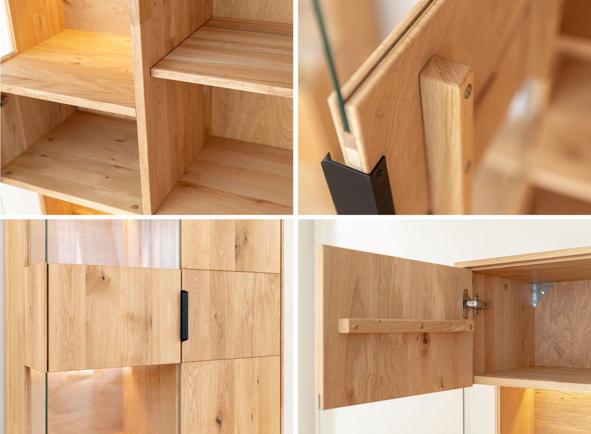 WOHNWAND Tirano 2er-Set Eiche Natur - Eichefarben/Schwarz, Holz/Metall (283/147/39cm) - Feldmann-Wohnen