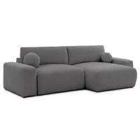 ECKSOFA Puffy mit Schlaffunktion und Bettkasten - besonders weich und puffig aus Taupe Webstoff - Ottomane rechts - Taupe/Schwarz, Holz/Kunststoff (266/138cm) - S-Style Möbel