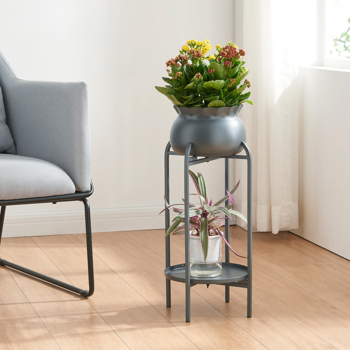 BLUMENSTÄNDER Altena - Schwarz, Metall (40/40/80.5cm) - [en.casa]