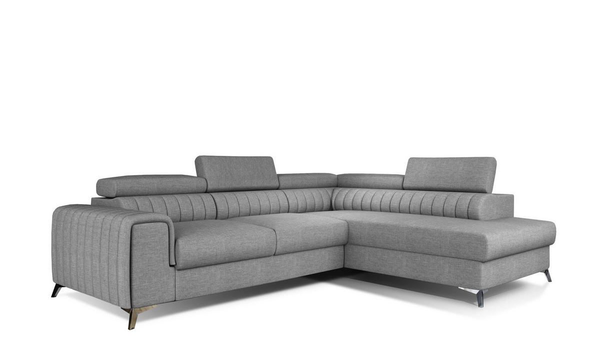 ECKSOFA - OLIVIER (Rechts, Lichtgrau) - Hellgrau, Textil (275/205cm) - Möblo
