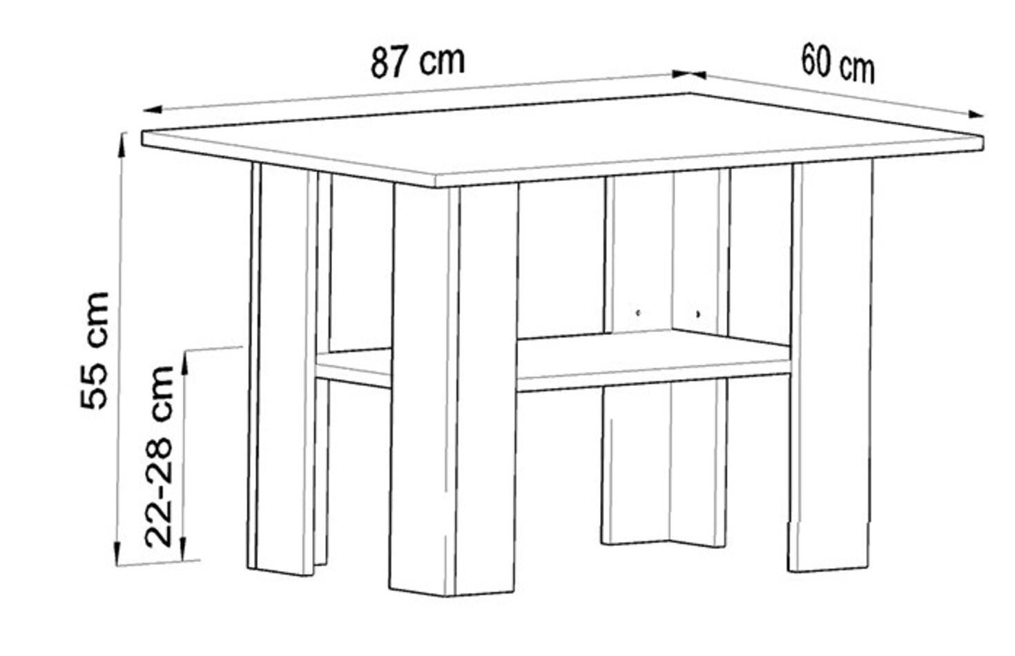 Thumbnail - Matkam Möbel Couchtisch, Weiß, Holzwerkstoff, 87x55x60 cm, Wohnzimmer, Wohnzimmertische, Couchtische