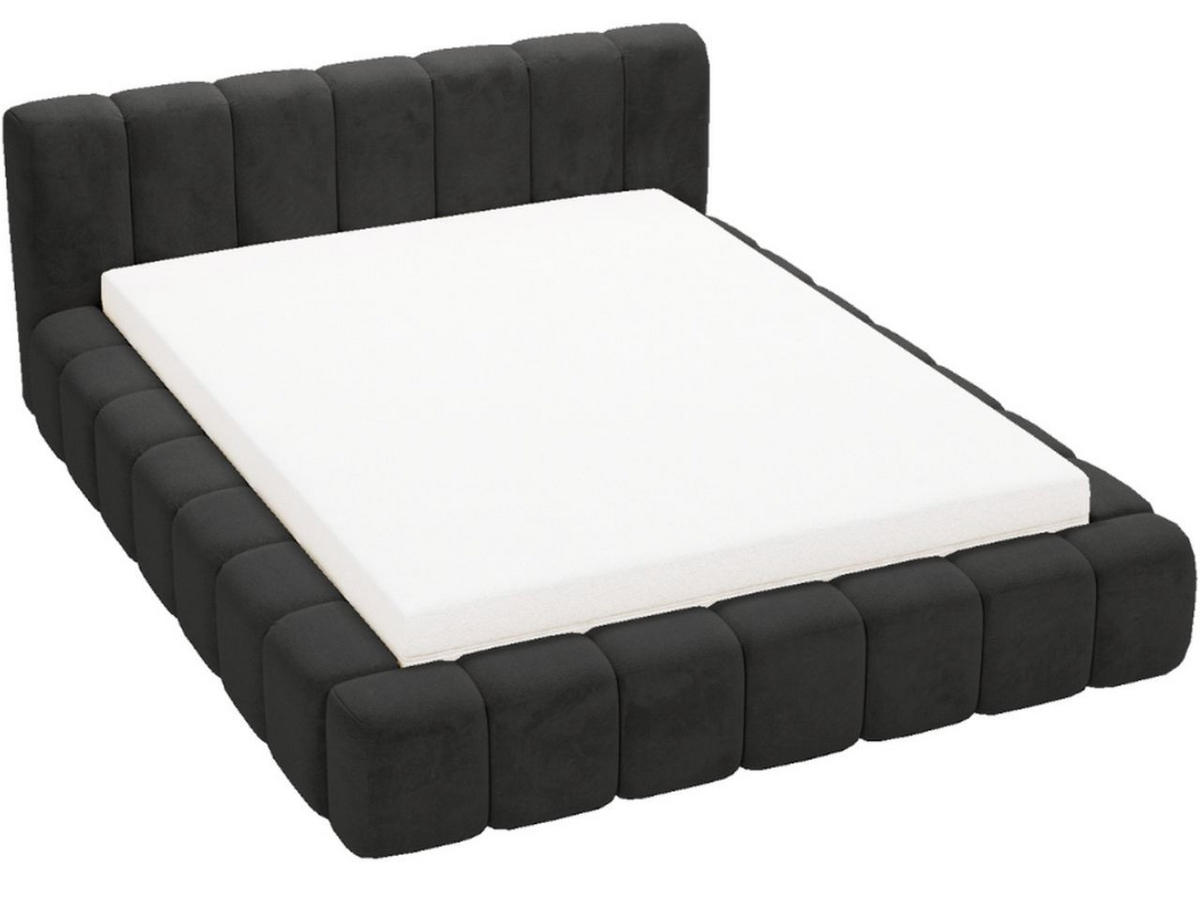 POLSTERBETT Ibiza 160x200 Schwarz - Schwarz/Naturfarben, Holz/Textil (160/200cm) - Graingold