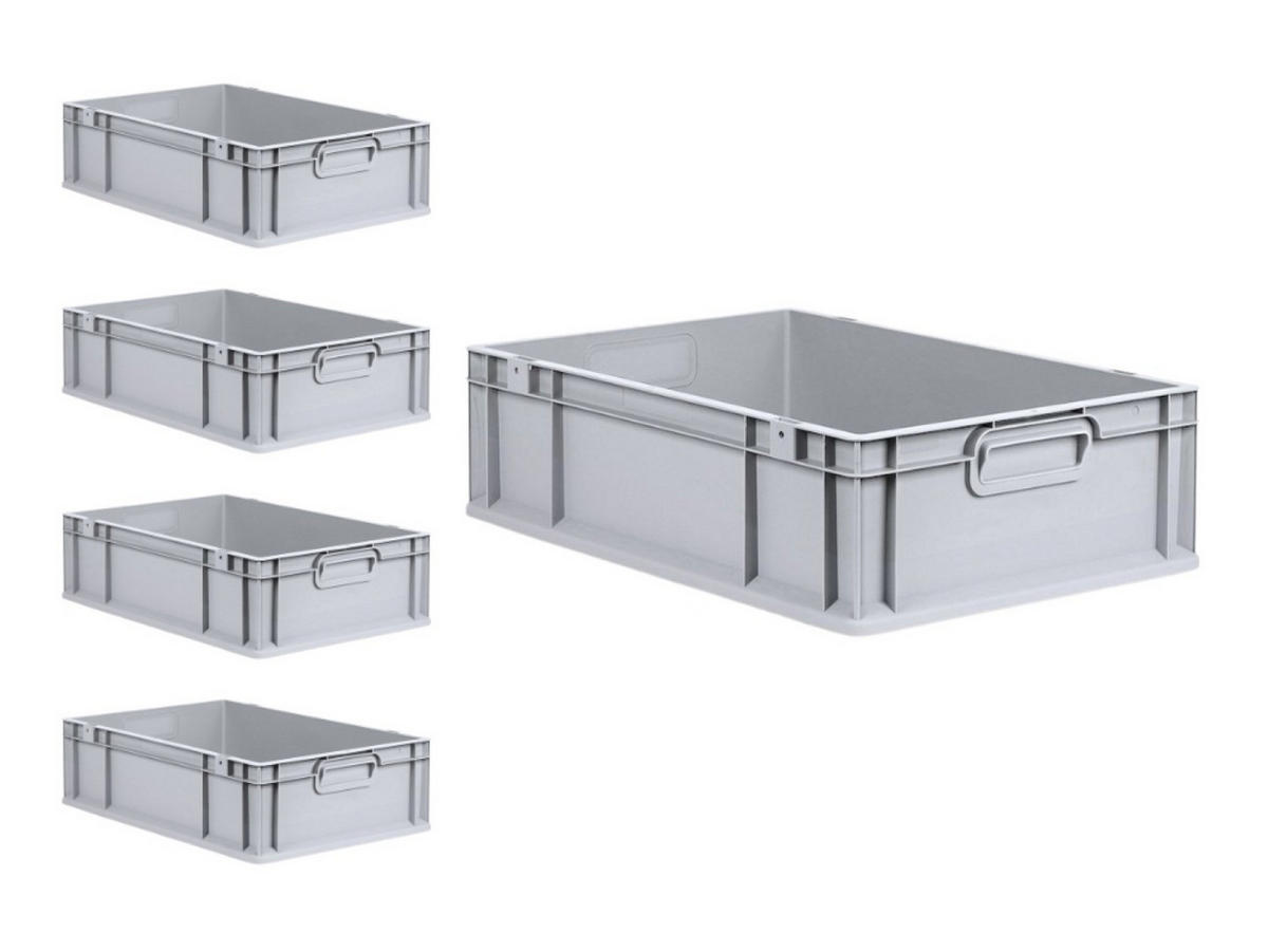 EUROBOX 5x Nextgen Economy Griffe Geschlossen 17x40x60cm 34 Liter - Grau, Kunststoff (40/17/60cm) - PROREGAL