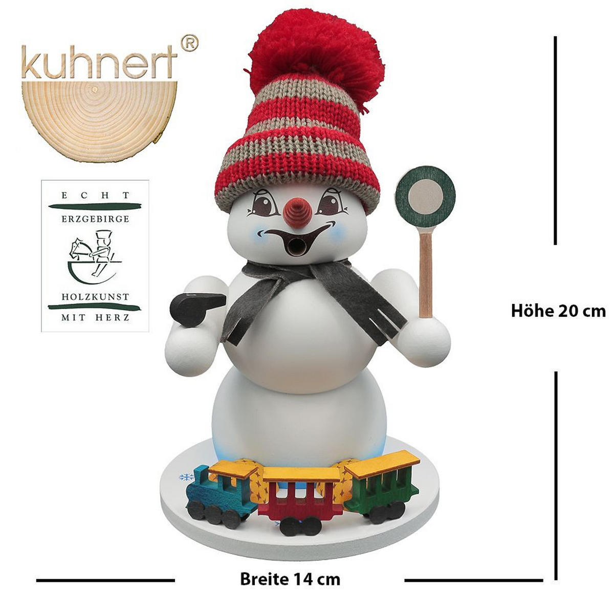 RAUCHFIGUR Schneemann Weiß Eisenbahner 19 cm - Multicolor, Holz (15/19/0.1cm)