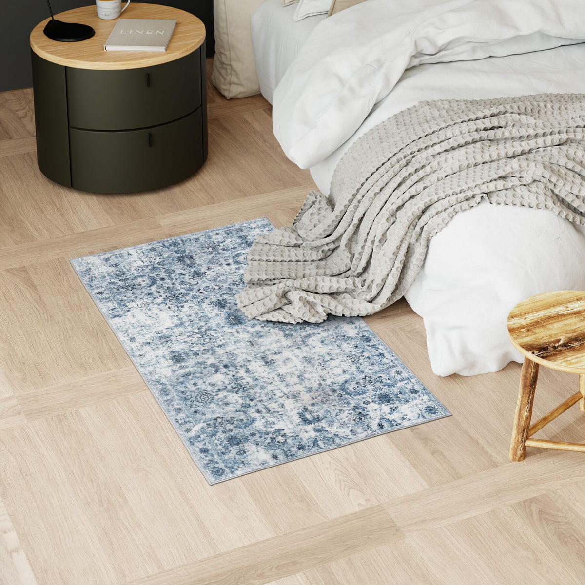 TEPPICH Vintage Design Amara,rutschfeste Unterseite,blau - Blau, Kunststoff (60/110cm) - tectake
