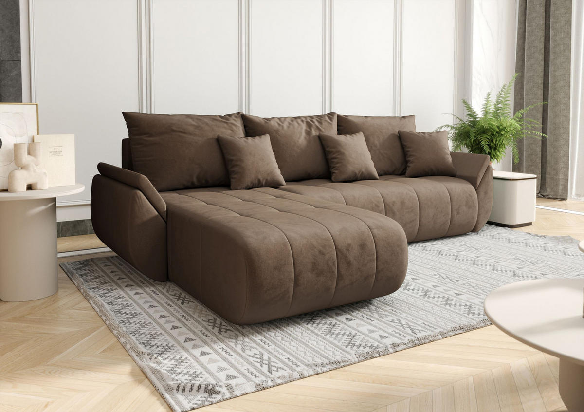 ECKSOFA mit Schlaffunktion TOKYO R Monolith 09 Rechts - Braun, Textil (280/185cm) - Bedante