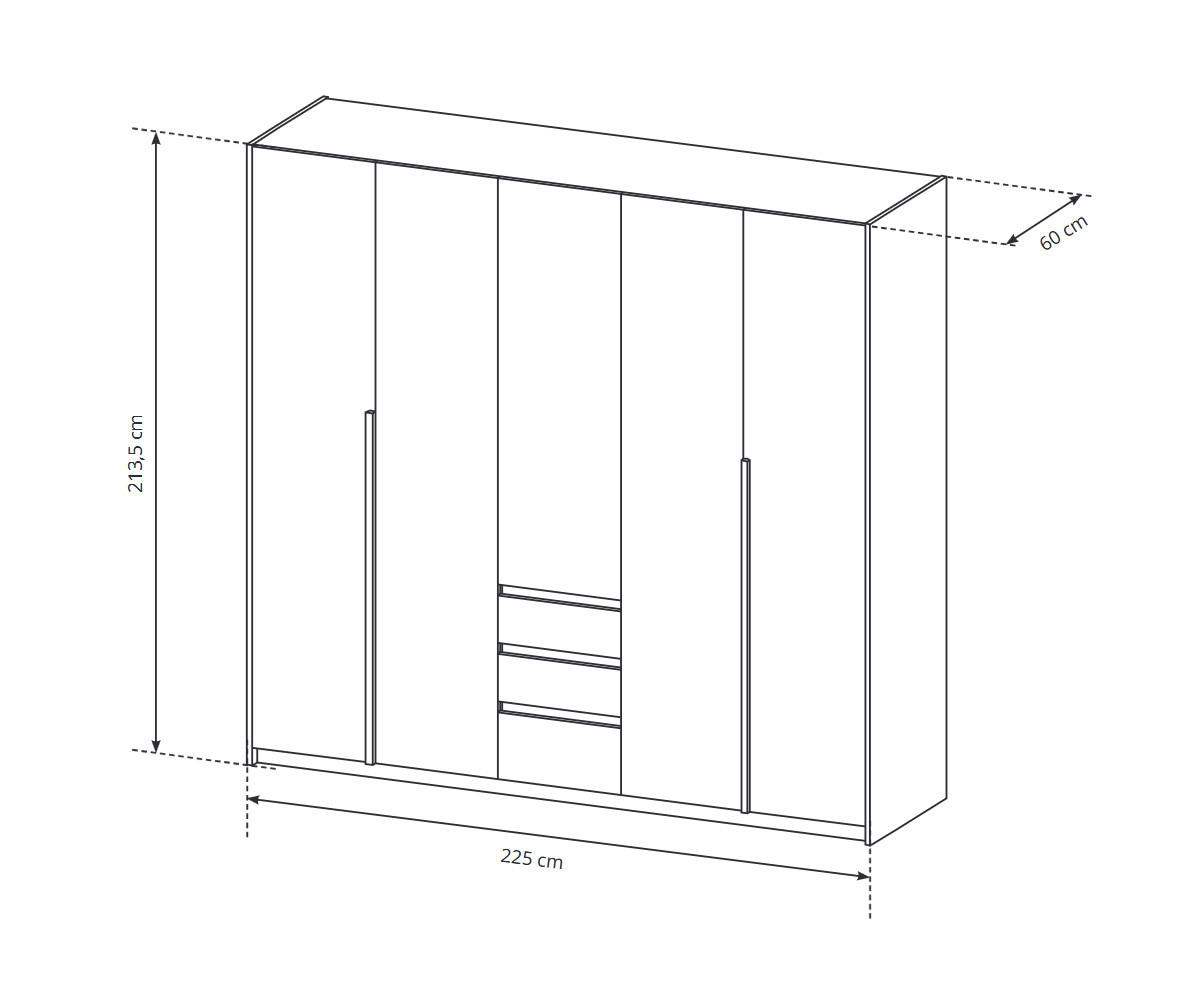 KLEIDERSCHRANK Xelo weiß / Wildeiche Gold 225 / 60 / 213,5cm - Weiß/Braun, Holz/Holzwerkstoff (225/213/60cm) - Feldmann-Wohnen