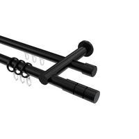 RUNDROHR-INNENLAUF-GARDINENSTANGEN-SET Platon Elanto 180 cm, 2-läufig, 20 mm Ø Schwarz - Schwarz, Metall (180cm) - INTERDECO