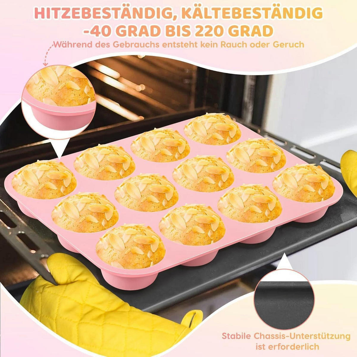 MUFFIN Backform 2-teiliges Set Silikon Rosa - Rosa, Kunststoff (22/2.8/29.5cm)