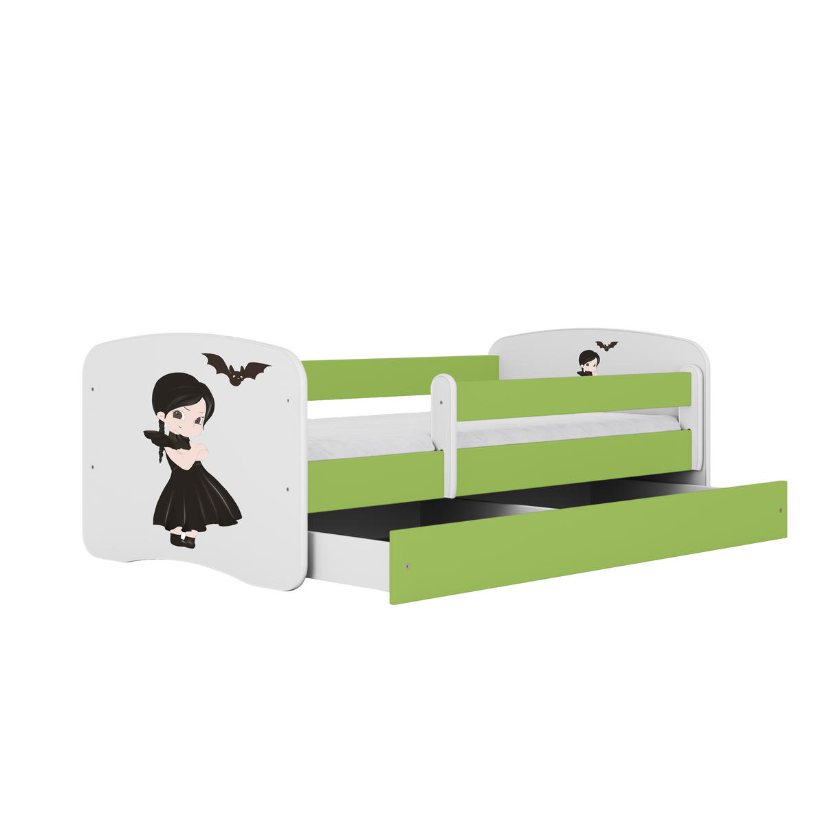 KINDERBETT Wednesday mit Schublade 140/70 80/61/144 - Grün, Holzwerkstoff (70/140cm) - RAUMHIRSCH FURNITURE