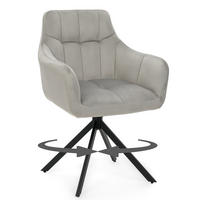 STUHL FANO X drehbar gepolsterter mit Steppung - hellgrau - Velour - Hellgrau/Schwarz, Textil/Metall (58/83/59cm) - NEW HOME