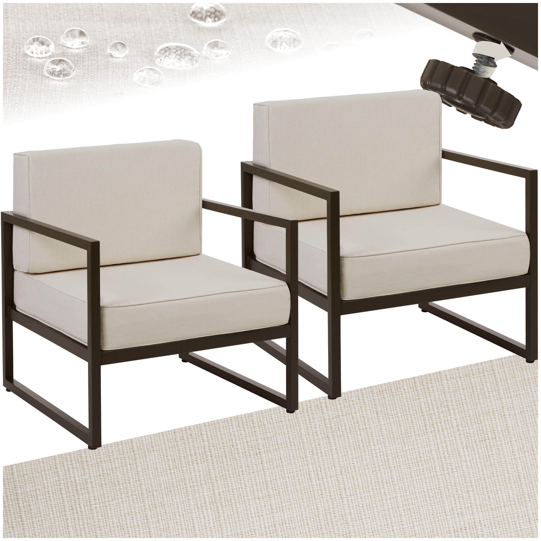 GARTEN-LOUNGESESSEL Comosa,74 x 78 x 85 cm,braun/beige - Beige/Braun, Textil (74/85/78cm) - tectake