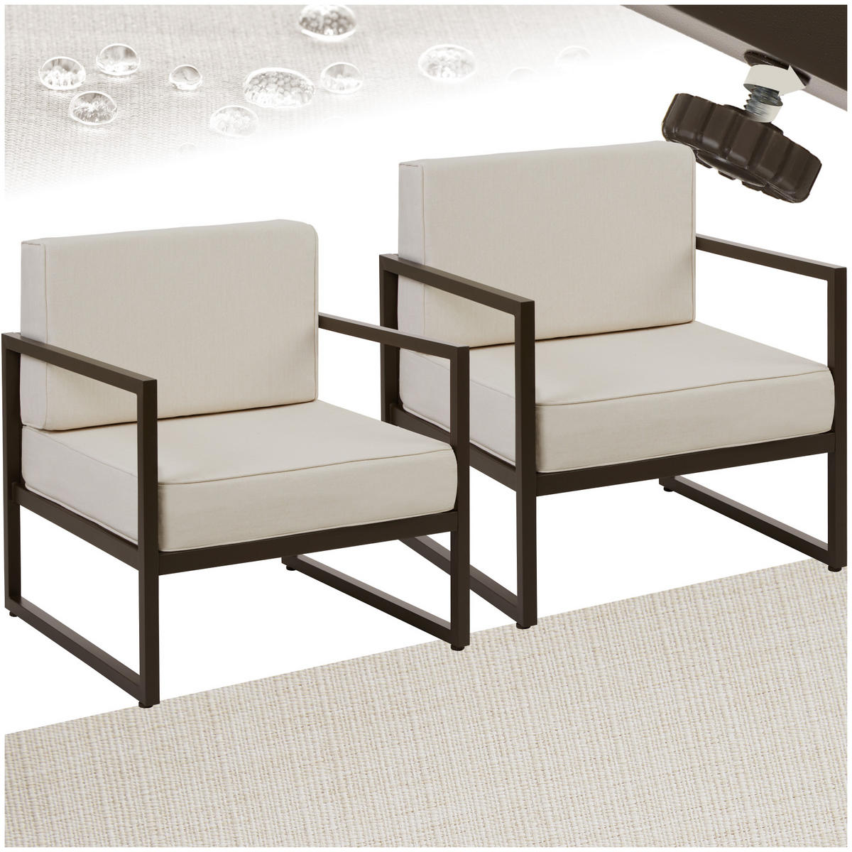 GARTEN-LOUNGESESSEL Comosa,74 x 78 x 85 cm,braun/beige - Beige/Braun, Textil (74/85/78cm) - tectake