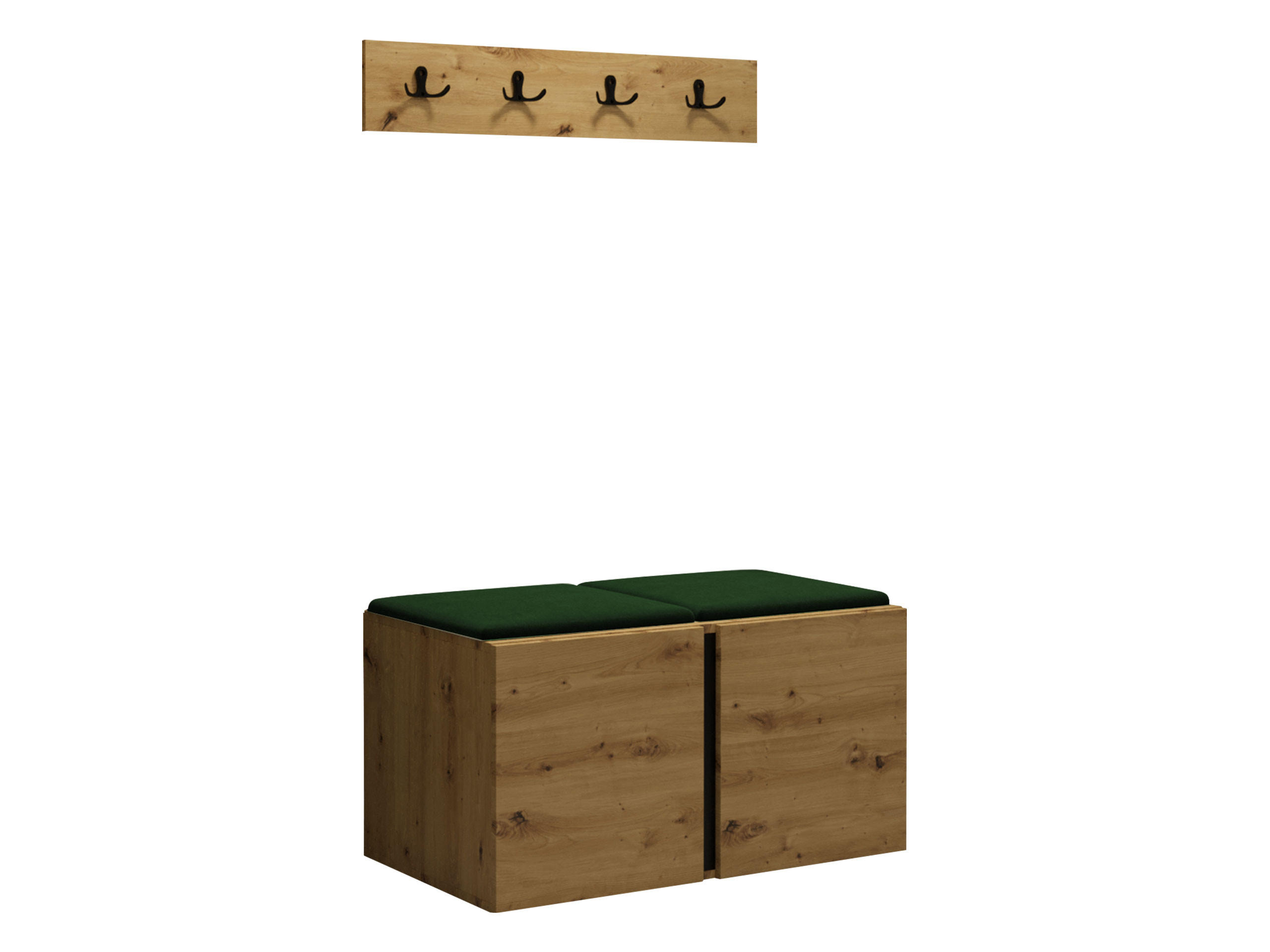 GARDEROBEN-SET Orion VI - Eiche Artisan/Grün, Holzwerkstoff/Kunststoff (84/42/46cm) - MIRJAN24