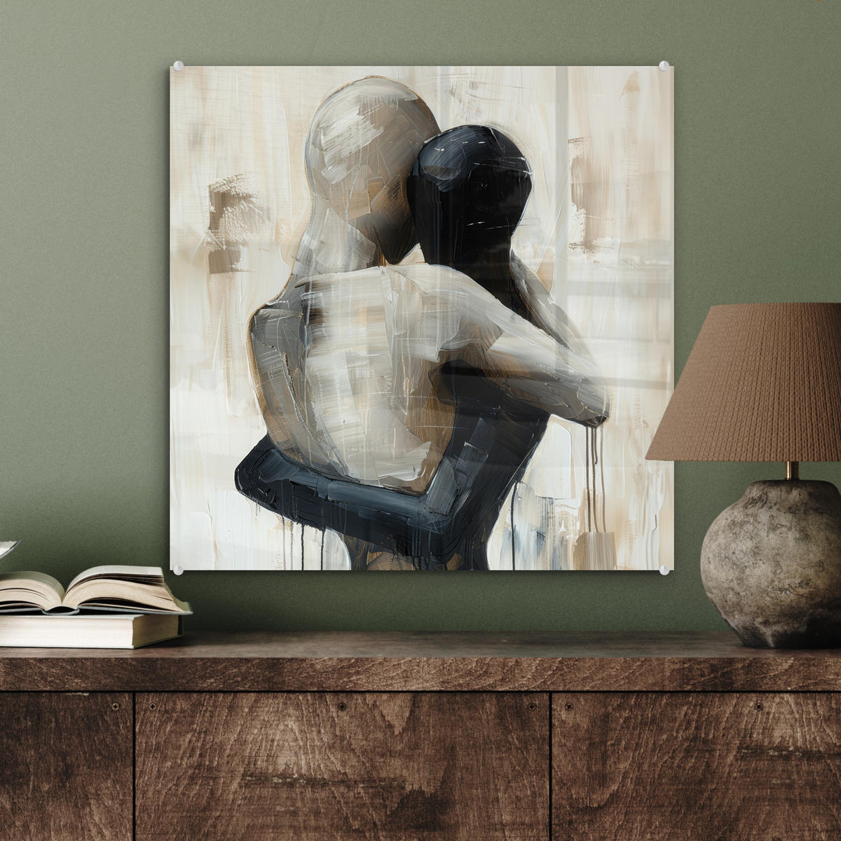 ACRYLGLASBILD Abstrakt - Liebe - Schwarz und weiß - Modern 50x50 cm - Schwarz, Glas (50/50cm) - MuchoWow