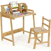 KINDERSCHREIBTISCH-SET Bambus höhenverstellbar mit Stuhl und Stauraum - Hellbraun, Naturmaterialien (80/95/50cm)