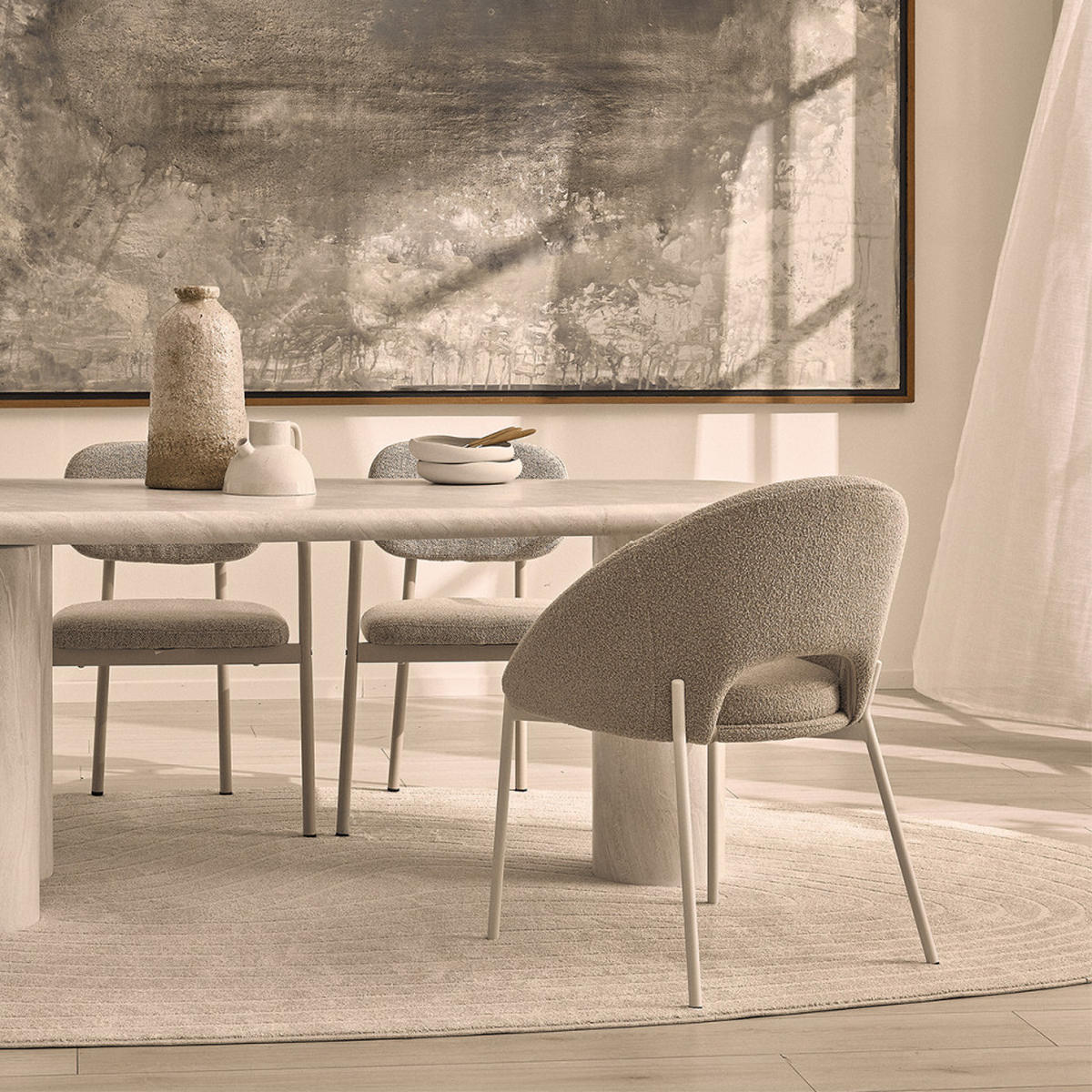 DESIGN-STUHL - Beige - 2er-Set - Beige, Textil (60/83/63cm) - Drawer