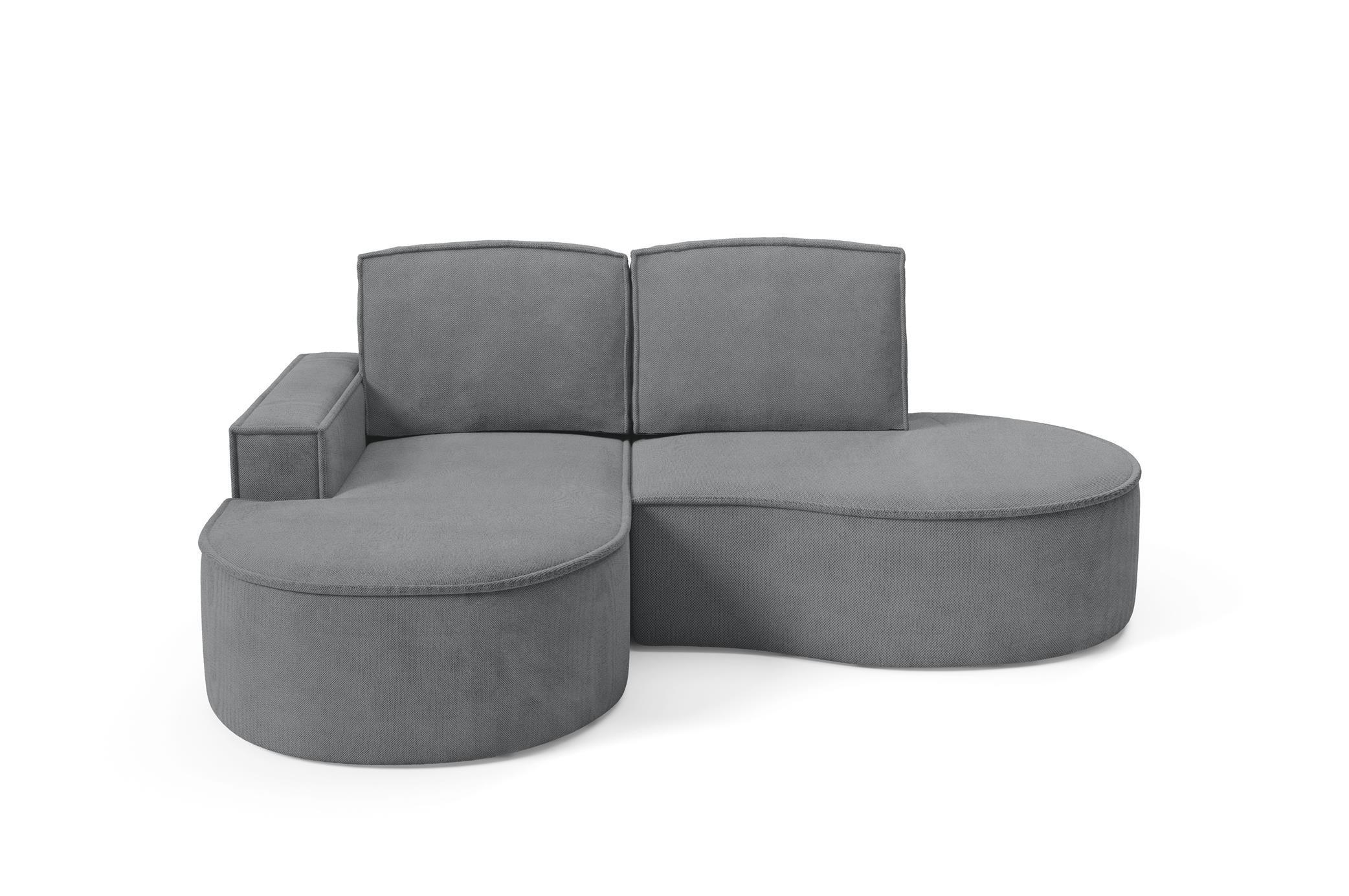 ECKSOFA Flow Graphit, mit Kissen in Curio Stoff, linke seite - Graphitfarben, Holzwerkstoff/Textil (210/157cm) - Bettso