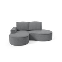 ECKSOFA Flow Graphit, mit Kissen in Curio Stoff, linke seite - Graphitfarben, Holzwerkstoff/Textil (210/157cm) - Bettso