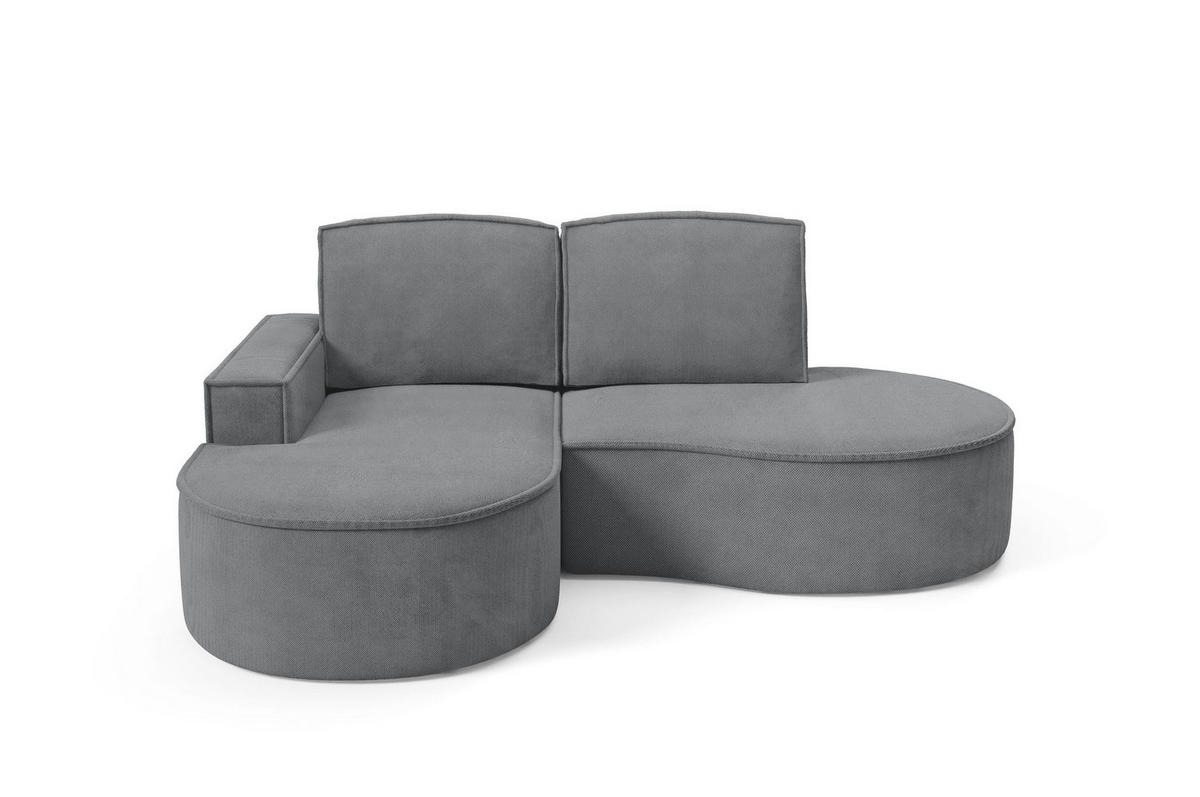 ECKSOFA Flow Graphit, mit Kissen in Curio Stoff, linke seite - Graphitfarben, Holzwerkstoff/Textil (210/157cm) - Bettso