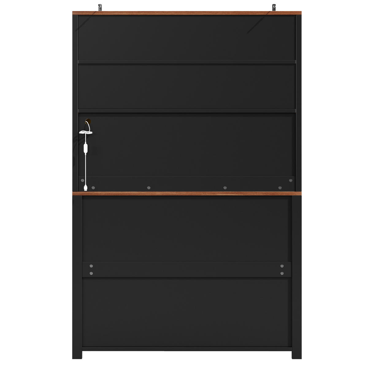 BUFFET 115/40/174,7 cm aus MDF und Metall mit LED-Beleuchtung Schwarz - Schwarz, Holzwerkstoff (115/174.7/40cm) - Modenvie
