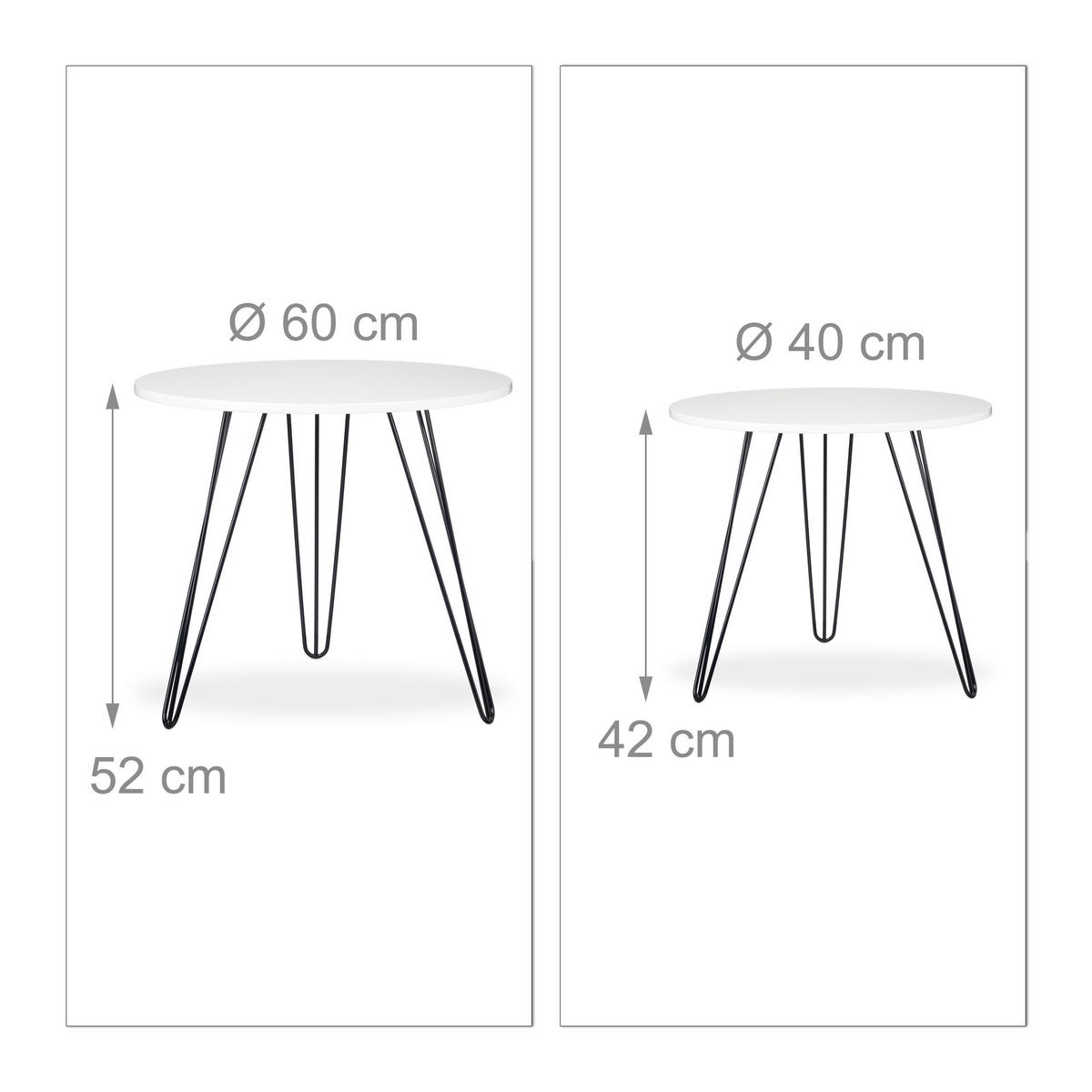 2XBEISTELLTISCH - Weiß, Holzwerkstoff/Metall (60/60/52cm) - Relaxdays