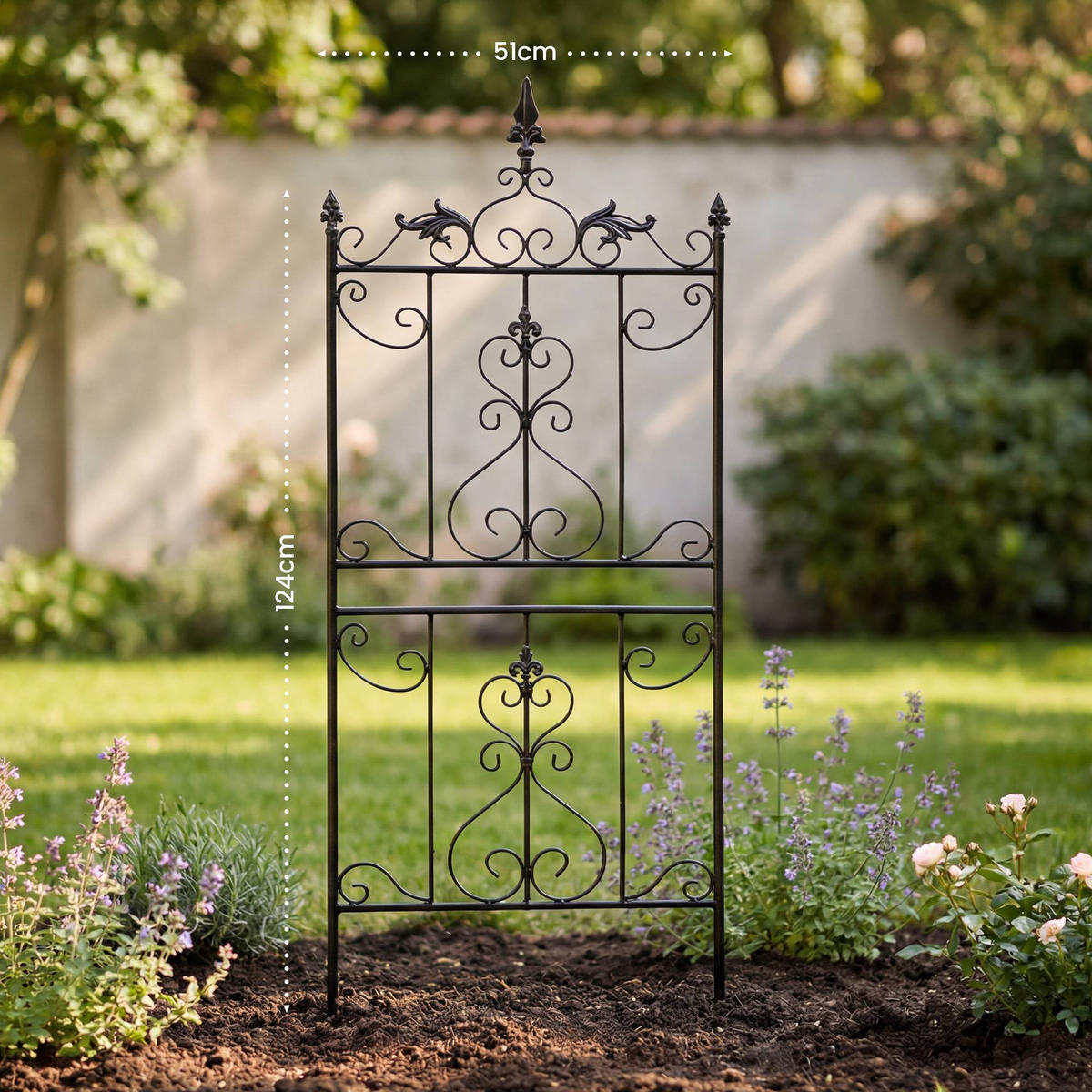 RANKGITTER Ines 2er Set 51x3x124cm Metall Anthrazit Rankhilfe - Anthrazit, Metall (51/124/3cm) - DELUKE
