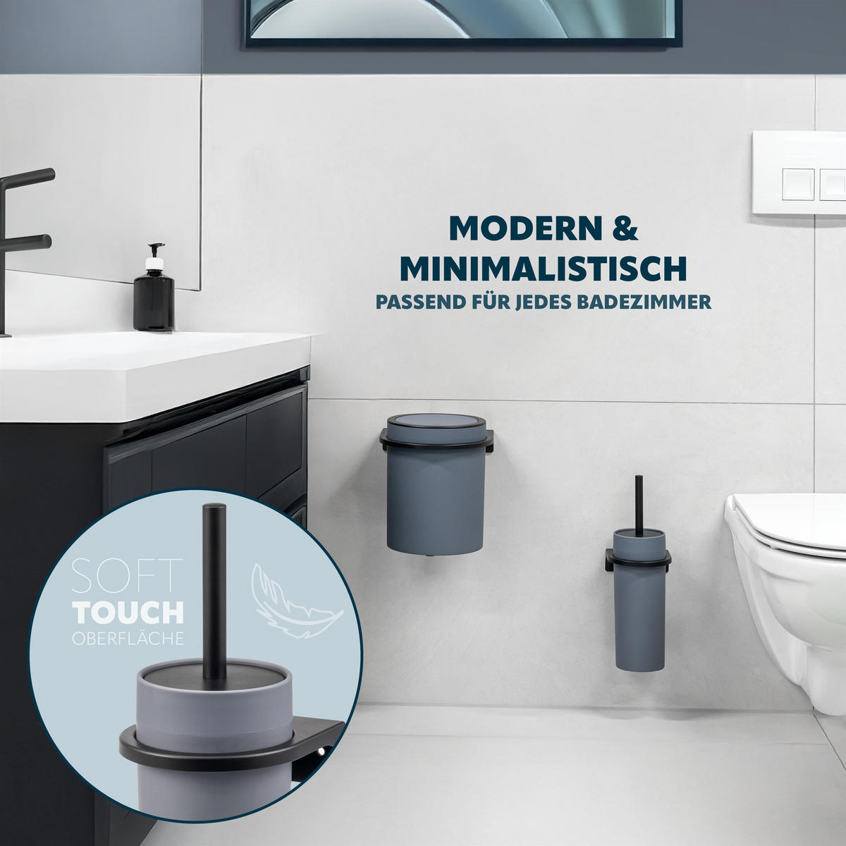 WC-GARNITUR SAVONA, grau, Kunststoff - Grau, Kunststoff (10/36.5/10cm) - bremermann